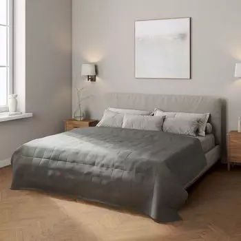 Покрывало с клетчатой стежкой Dekoria, серый