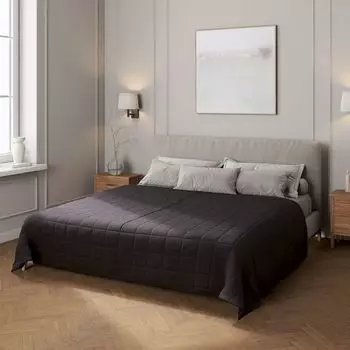 Покрывало с клетчатой стежкой Dekoria, серый