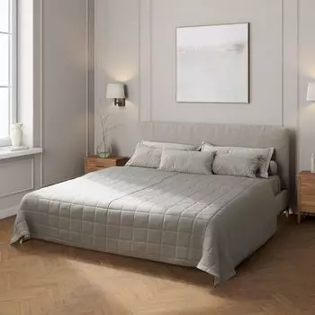 Покрывало с клетчатой стежкой Dekoria, серый