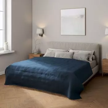 Покрывало с клетчатой стежкой Dekoria, синий