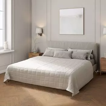 Покрывало с клетчатой стежкой Dekoria, светло-серый