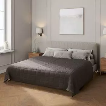 Покрывало с клетчатой стежкой Dekoria, темно-серый