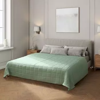 Покрывало с клетчатой стежкой Dekoria, зеленый