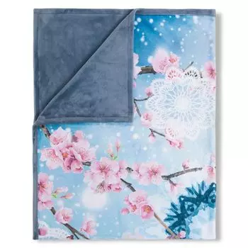 Покрывало с леопардом и мандалами - 130х160 см - 100% Поливелвет/Шерпа Muller Textil, синий