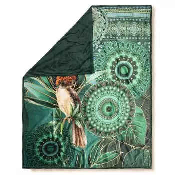 Покрывало с мандалой и пингвинами - 130х160 см - 100% поливелвет. Muller Textil, мультиколор