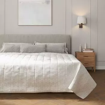 Покрывало с полосатой стежкой Dekoria, белый