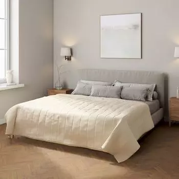 Покрывало с полосатой стежкой Dekoria, бежевый