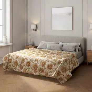 Покрывало с полосатой стежкой Dekoria, бежевый