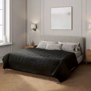 Покрывало с полосатой стежкой Dekoria, черный