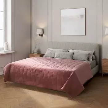 Покрывало с полосатой стежкой Dekoria, фиолетовый