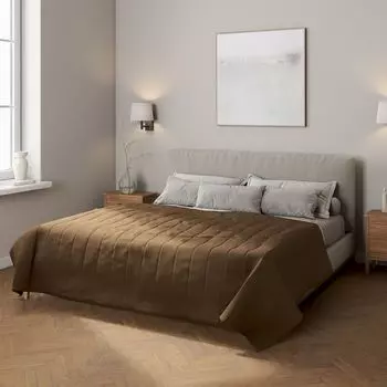 Покрывало с полосатой стежкой Dekoria, коричневый