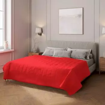 Покрывало с полосатой стежкой Dekoria, красный