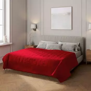 Покрывало с полосатой стежкой Dekoria, красный