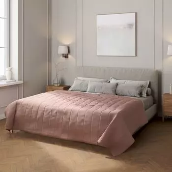 Покрывало с полосатой стежкой Dekoria, розовый