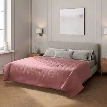 Покрывало с полосатой стежкой Dekoria, розовый