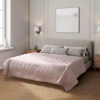 Покрывало с полосатой стежкой Dekoria, розовый