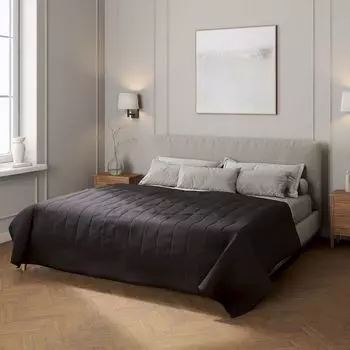 Покрывало с полосатой стежкой Dekoria, серый