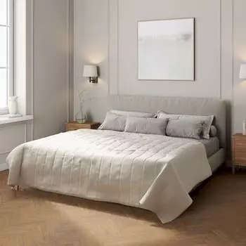 Покрывало с полосатой стежкой Dekoria, серый