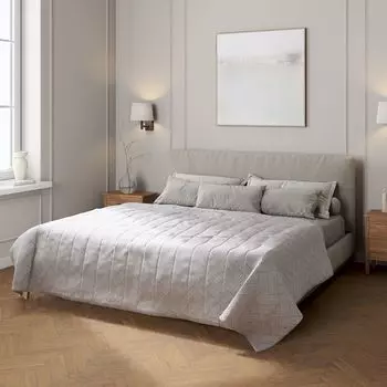 Покрывало с полосатой стежкой Dekoria, серый