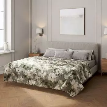 Покрывало с полосатой стежкой Dekoria, серый