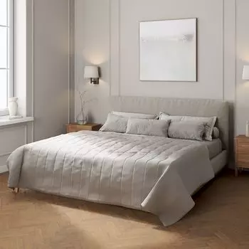 Покрывало с полосатой стежкой Dekoria, светло-серый