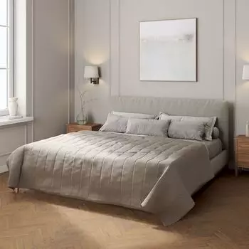 Покрывало с полосатой стежкой Dekoria, темно-серый