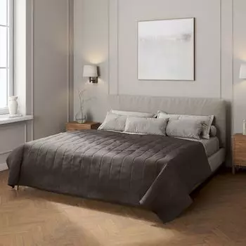 Покрывало с полосатой стежкой Dekoria, темно-серый