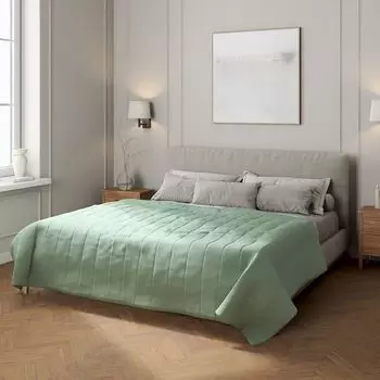 Покрывало с полосатой стежкой Dekoria, зеленый