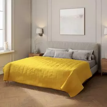 Покрывало с полосатой стежкой Dekoria, желтый