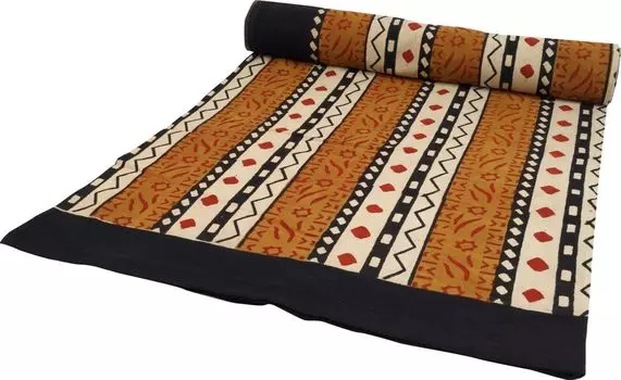 Покрывало с принтом, покрывало на кровать и диван, настенная подвеска ручной работы, настенная ткань - дизайн 30, коричневый, хлопок, размер: двуспальный 225*275 см Guru-Shop