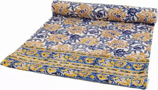 Покрывало с принтом, покрывало на кровать и диван, настенная подвеска ручной работы, настенная ткань - дизайн 25, синий, хлопок, размер: одинарный 150*200 см Guru-Shop