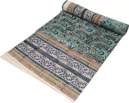 Покрывало с принтом, покрывало на кровать и диван, настенная подвеска ручной работы, настенная ткань - дизайн 13, синий, хлопок, размер: двуспальный 225*275 см Guru-Shop