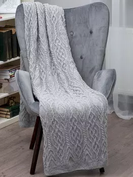 Покрывало шерстяное Saol Aran, серый