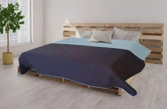 Покрывало, универсальное одеяло размером примерно 220 x 240 см, диван в стиле пэчворк, дизайн XXL: VINTAGE, однотонный, двусторонний, синий MB Warenhandel24