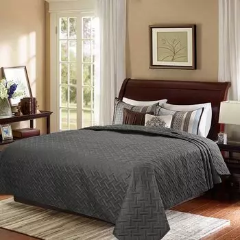 Покрывало WOLTU с геометрическим узором в стиле пэчворк, чехол из микрофибры, сшитый ультразвуком, 170х210см, темно-серый