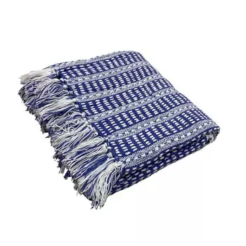 Покрывало Woven Paths, синий / белый