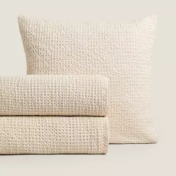 Покрывало Zara Home Waffle Knit, кремовый