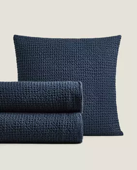 Покрывало Zara Home Waffle Knit, синий
