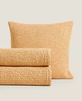 Покрывало Zara Home Waffle Knit, темно-желтый