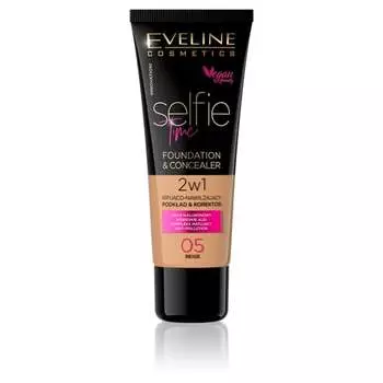 Покрывающая и увлажняющая основа и консилер 2в1, №05 Бежевый Eveline Cosmetics, Selfie Time