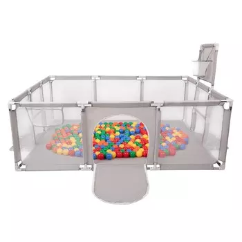 Поле Selonis BO-100X с мячами 6см серое: желто-зелено-сине-красно-оранжевое 180х122х62/100 мячей