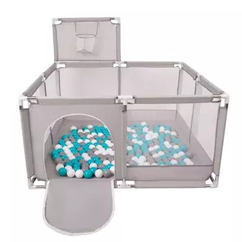 Поле Selonis KK-100X с шариками 6см серое:серо-бело-бирюзовое 125х125х105/100 шариков