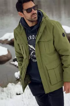 Полевая куртка из переработанного материала Teignmouth с водонепроницаемой подкладкой из борга Weird Fish, зеленый