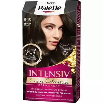 Поли Интенсивная кремовая краска 5-13 Холодный коричневый уровень 3 115мл, Palette