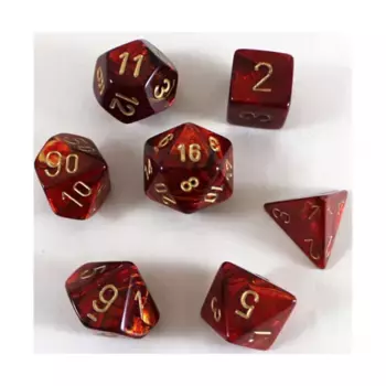 Поли-комплект Алый с золотом (7), Dice - Scarab (Chessex)