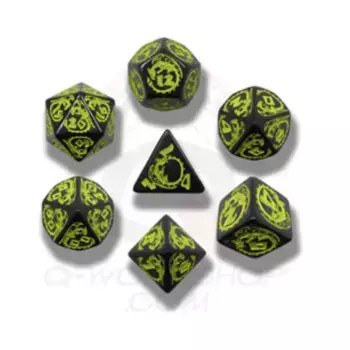 Поли-комплект черный с желтым (7), Dragon Dice
