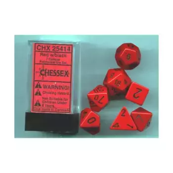 Поли-комплект красный с черным (7), Dice - Opaque - Poly Sets (Chessex)