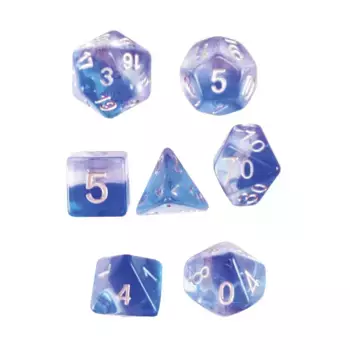 Поли-набор мятно-синий с серебром (7), Dice - Layered (Koplow)