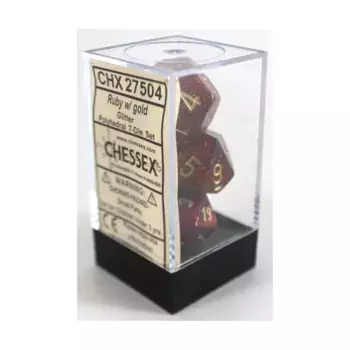 Поли-набор Рубин с золотом (7), Dice - Glitter - Poly Sets (Chessex)