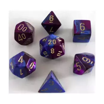 Поли-набор сине-фиолетовый с золотом (7), Dice - Gemini - Poly Sets (Chessex)
